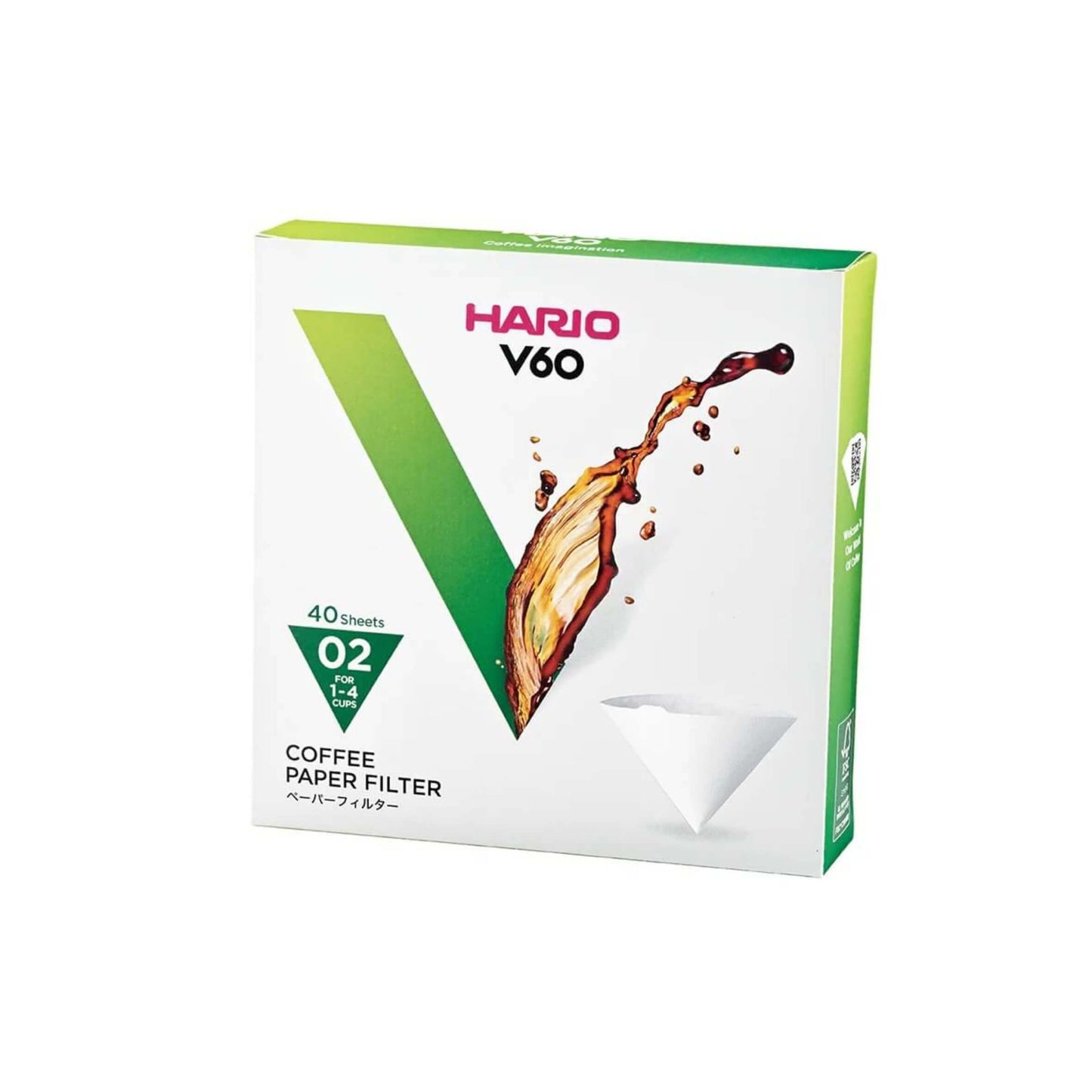 Hario V60 Coffee Filter Papers Size 02 White (40 Pack)